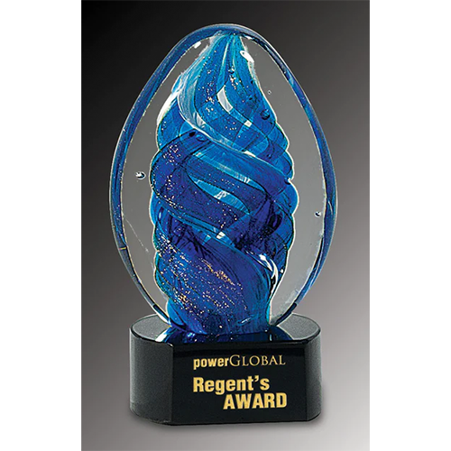 Blue Oval Art Glass Award