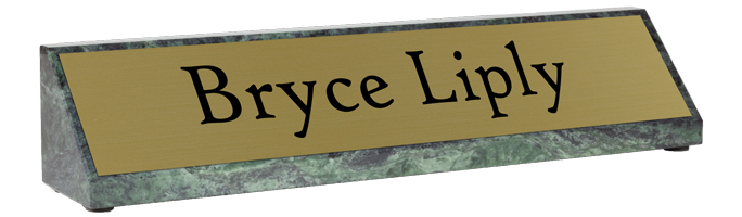 2 x 10 Green Marble Desk Wedge Name Plate