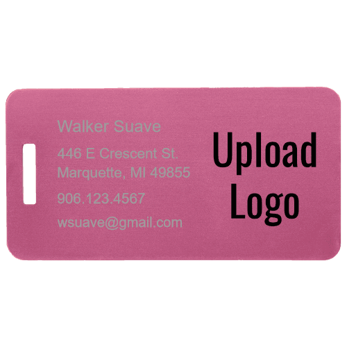 Pink Engraved Metal Luggage Tag