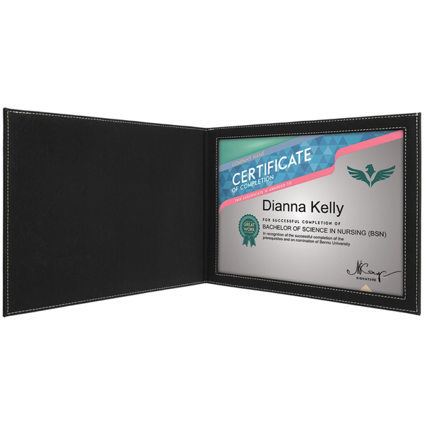 Personalized Leatherette Certificate Holder